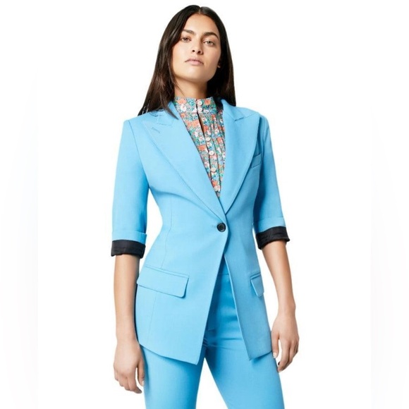 Smythe 3/4 Sleeve Blazer Cornflower Blue - Picture 2 of 13